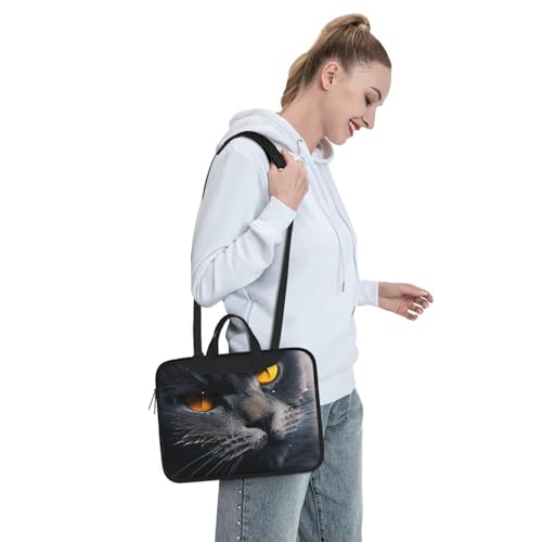 Bolso para laptop 13-15.6 pulgadas con diseño de gatos y ojos amarillos miniatura 7