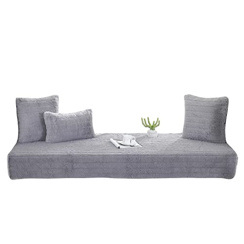 VanderHOME Padded and Thickened Soft and Fluffy Windowsill Seat Cushion Indoor Decoration Non-slip Bench/Tatami/Bedroom Living Room Windowsill Cushion 70 * 150cm-Grey-seat cover(1 PC)