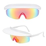 LUHUL Visor Sunglasses UV400 Polarized for Men Women Teens, Wrap Around Sport Glasses for Outdoor Activities (white, red)