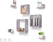Comfify Rustic Wall Mounted Square Shaped Floating Shelves – Set of 7 – 3 Square Shelves and 4 L-Shaped Rustic Shelves – Screws and Anchors Included – Rustic Wall Décor - Rustic White