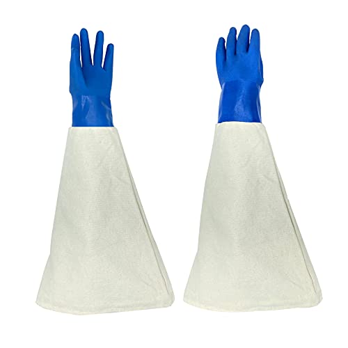 SHUNJIE Sandblaster Canvas Rubber Gloves, 24.4â€ Sandblasting Work Protection Gloves for Sand Blaster Cabinet, Durable Sand Blasting Work Gloves