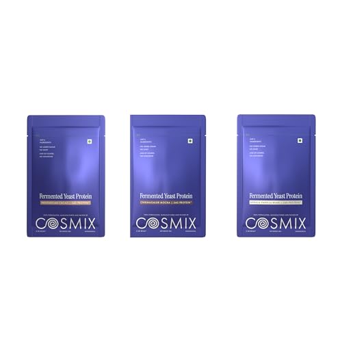 Image of Cosmix Fermented Yeast Protein Powder | 24g Protein | Pure Single-Source Protein | Made In-House | Smooth, Crazy tasty & Gut-Friendly | Assorted Sachets, Pack of 3