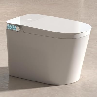 BONSAM Smart Toilet with Auto Flush, Modern Tankless Toilet with Bidet Built In, One Piece Toilet with Warm Water&Warm Air Dryer, Foot Sensor Operation, Remote Control