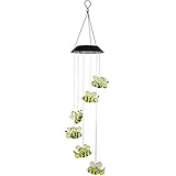 Anpatio Light Control Solar Powered Honeybee Wind Chime Outdoor Waterproof Colour Changing LED Light Romantic Garden Yard Balcony Decoration Best Gift