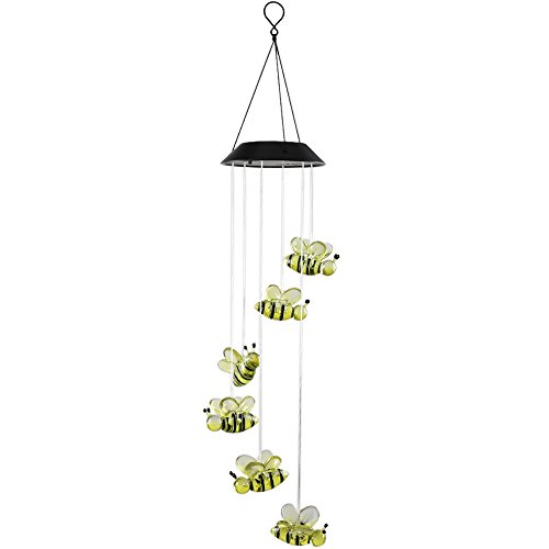 Anpatio Light Control Solar Powered Honeybee Wind Chime Outdoor Waterproof Colour Changing LED Light Romantic Garden Yard Balcony Decoration Best Gift