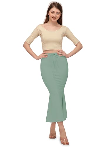Image of Mehrang Stretchable Saree Shapewear Petticoat for Women, Cotton Blended,Petticoat,Skirts for Women,Shape Wear Dress for Saree (Teal, S)