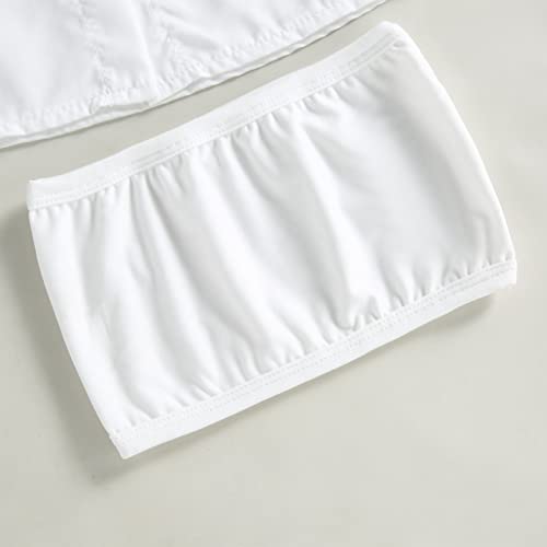 Toddler Baby Girl Summer Clothes Outfits Sleeveless Halter Backless Button Down Shirt+Bandeau+Mini Denim Skirts With Belt (White, 18-24 Months) #TOP4