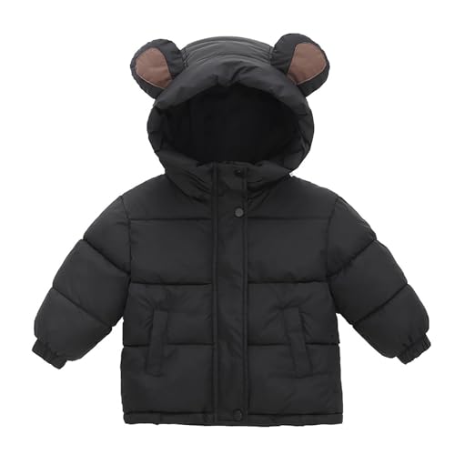 OBiQuzz Giacca trapuntata leggera per bambini: giacca invernale, calda piumino, con orecchie d'orso, leggera, comoda felpa con cappuccio, tinta unita, per attività all'aria aperta, classica, casual