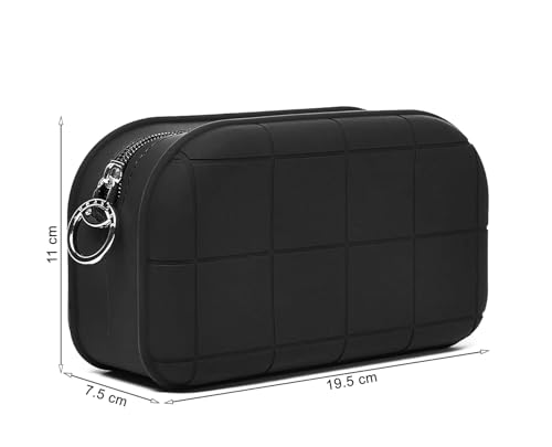Image of INOVERA (LABEL) Makeup Organizer Pouch for Women, Girls - Silicone Travel Cosmetic Pouches - Cosmetics Make up Brushes Holder Bag (Black)