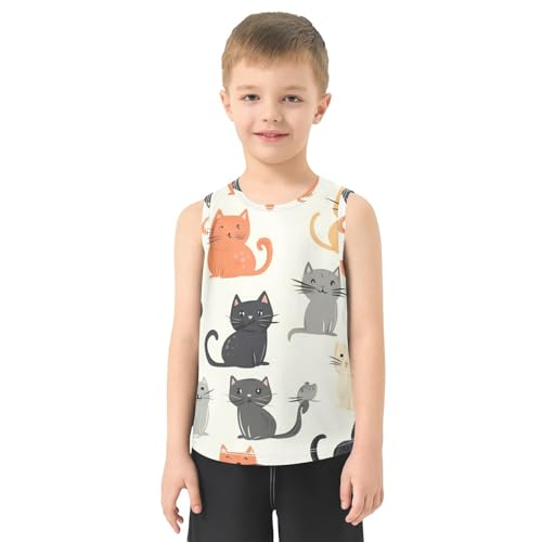 susiyo Cartoon Cats Animals Boys Sleeveless Tank Top Girls Athletic T Shirt2