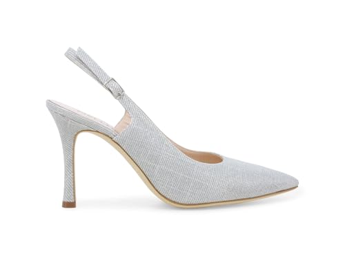 Zapatos slingback plata Melluso d188q de tejido para mujer con tacón elegante