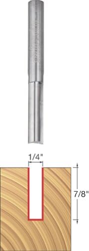 Freud 04-107: 1/4" (dia.) Double Flute Straight Bit with 1/4" shank, 7/8" carbide height