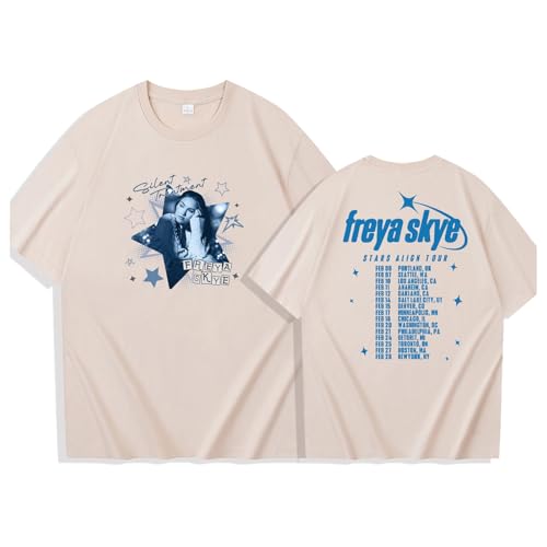 Camiseta Unisex Informal De Cuello Redondo Y Manga Corta Freya Fan Camiseta De Manga Corta para Hombre Y Mujer Freya Skye Tour 2026 Festival Tallas XS-3XL-Khaki||x_l