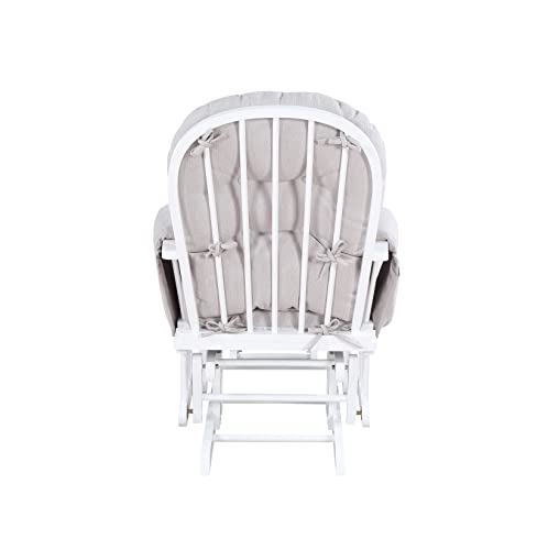 Suite Bebe Carson Glider And Ottoman In White Wood And Woven Gray Fabric #TOP3