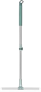 Heavy-Duty Floor Squeegee with Long Handle Silicone Blade Floor Wiper for Bathroom, Garage, Tile & Wet Rooms Water & Foam Remover with Adjustable Stainless Steel Handle