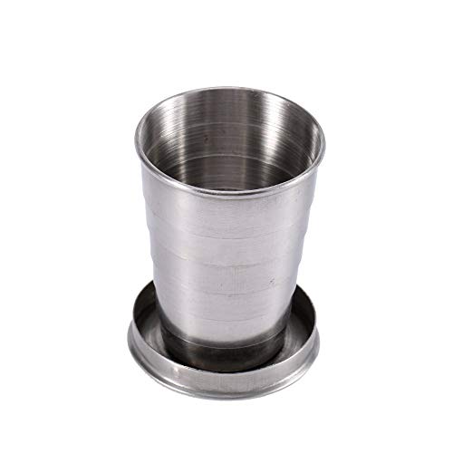 Zerodis Taza de Viaje Plegable de Acero Inoxidable S/M/L Taza Plegable portátil de Viaje para Acampar al Aire Libre Taza Plegable retráctil (S)