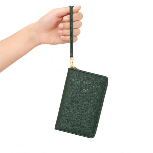 Image of Faux Leather Travel Passport Holder for Unisex | RFID Protection (Green)