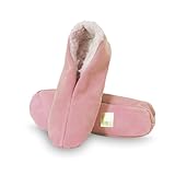 Sonia Originelli Hausschuh Schlappen für Damen & Herren in Rosa in Größe 42   warme geschlossene Pantoffeln mit Kuschelfell, gefütterte Hausschuhe aus Wildleder