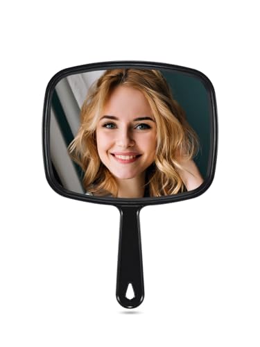MIRRORNOVA 10.3" L x 7.4" W Hand Mirror, Handheld Mirror with Handle, Black