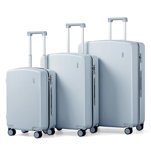 Image of Hanke Hard Shell Luggage Sets 3 Pieces, 20 /24 /28 Inch Travel Suitcase | PC Hard Shell, 8 Spinner Wheels, TSA Lock, Wet Pocket, Space-Saving Nestable Storage, Family & Couple Travel