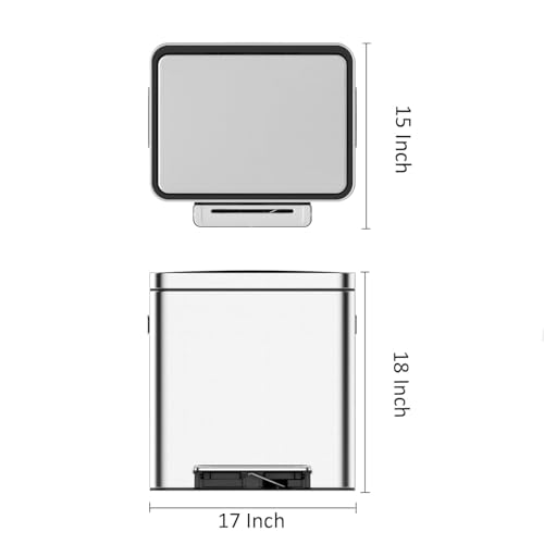 Caneca de basura rectangular acero inoxidable 30L miniatura 3