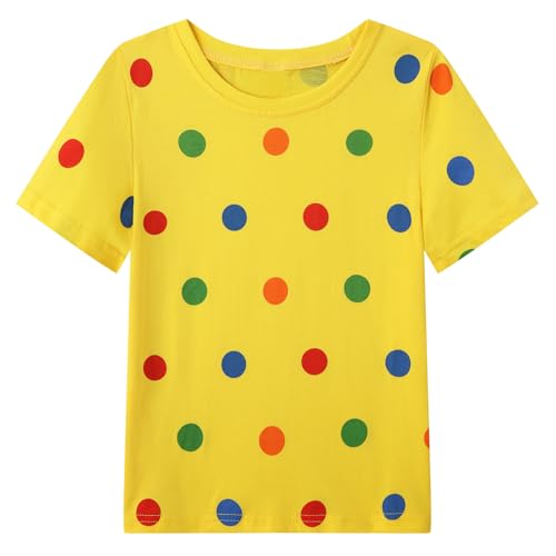 Smazero Kids Spotty T-Shirt Cotton Girls Boys T Shirts Round Neck Children in Need Tee Tops Yellow Age 4-5 Years
