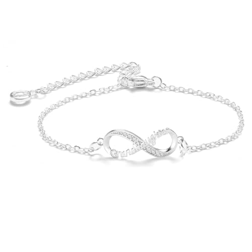 Image of Infinity Heart Bracelets for Daughter Mom Sister Granddaughter Grandma Lovers White Gold Plated Diamond Adjustable Butterfly Bracelets Best Birthday Mother's day Graduation Gifts