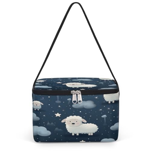 GzLeyigou Cute Sheep Lunch Bags for Women Men 9 Cans, Hot & Cold Food Delivery Bag Insulated Grocery Bag Insulated Lunch Box Sheep Cooler Bag for Office Work Picnic Beach