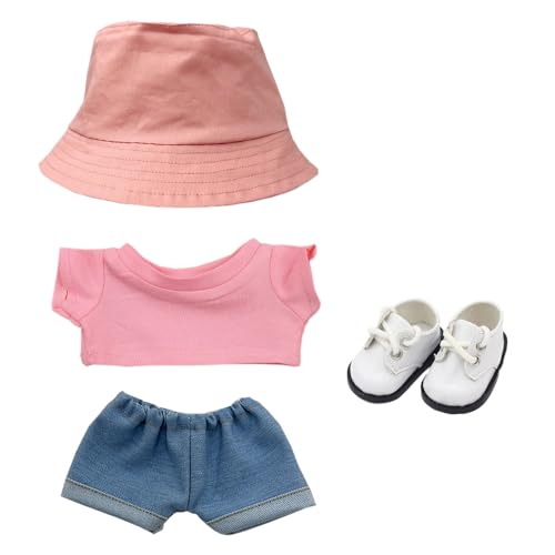 niannyyhouse 10cm 15cm 20cm ぬいぐるみ 服 帽子 Tシャツ デニム 靴 フィッシャーマンズハットセット 綿人形 アクセサリー 着せ替え (a5, 10cm)