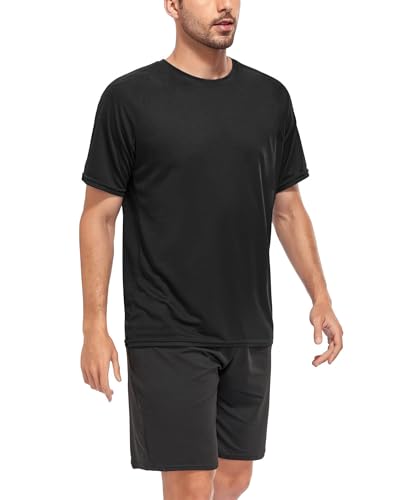 Image of Kinglaman 1 /5 Pack Mesh Workout Shirts for Men Dry Fit Gym Quick Dry Athletic Short Sleeve Sports T-Shirt Moisture Wicking