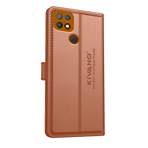 Image of KIVANO Compatible with Oppo A15 / Oppo A15s Flip Cover | Leather Finish | Inside Pockets & Inbuilt Stand | Shockproof Wallet Style Magnetic Closure Back Cover Case