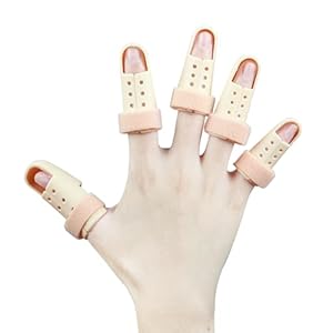 Kecartu Thumb Brace, Trigger Finger Splint, 5 Size Pack Finger Cots, Plastic Mallet Finger Brace with Adjustable Belt for sport Injuries, Broken Index, Middle, Ring Finger Knuckle Immobilization