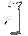VOLTIFYMAX Tablet Floor Stand with Kindle Page turner, Adjustable Tablet Holder for Kindle Accessories, iPad/Mini/Pro Phone, Samsung Galaxy, Gift for ereaders, 4.7''-13''Devices (Black)