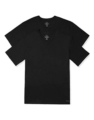 Calvin Klein Men's Size Big Cotton Classics 2 Pack V Neck Tshirts, Black, 3X/Tall