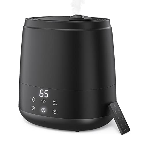 Image of Top Fill Humidifiers for Bedroom Large Room (6L), Warm and Cool Mist Ultrasonic Air Humidifiers with Essential Oil Trays, Customized Humidity, Sleep Mode Black