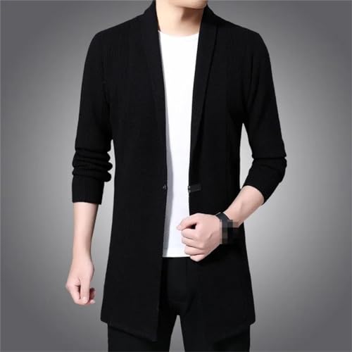 Vsadsau Men's Knitted Cardigan Sweater Spring and Autumn Solid Color Button Lapel Casual Jacket4