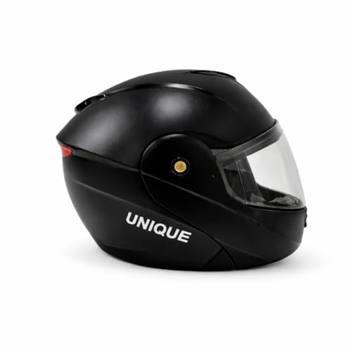 Image of OTH Unique Flip-Up Helmet for Men, Full Face Motorbike Helmet, ISI Certified, Anti-Scratch & UV Resistant Visor, Black