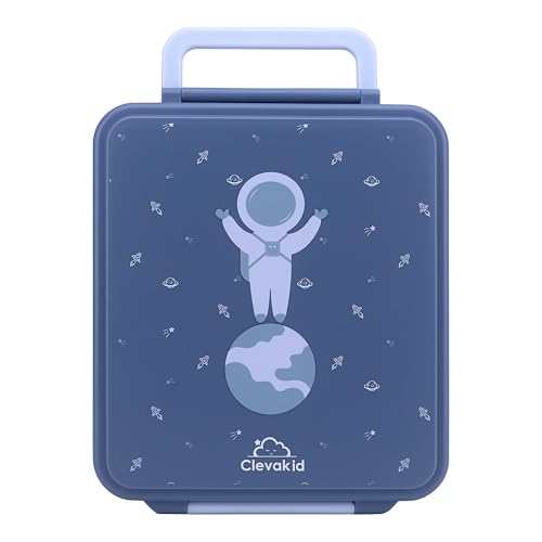 Image of Bento Mega Lunch Box, carrying handle - 4 No-Mix Compartments | Microwave & Dishwasher Safe | for Adult, Preschool, School 1600ML, OZ (Blue Turquoise ClevaAstroo Friend)