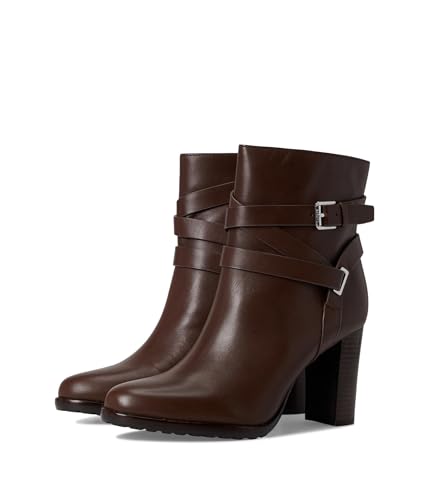Lauren Ralph Lauren Womens, Collins Calfskin Bootie Heel, Dark Hickory, 11 Medium