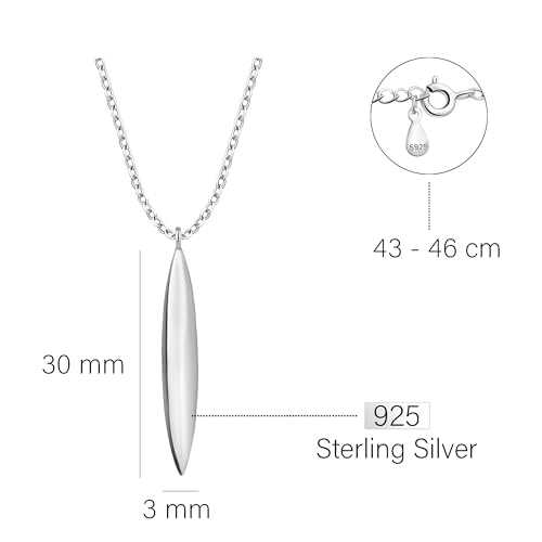 Collier Argent 925 Sofia Milani Pendentif Barre Anti-Ternissement