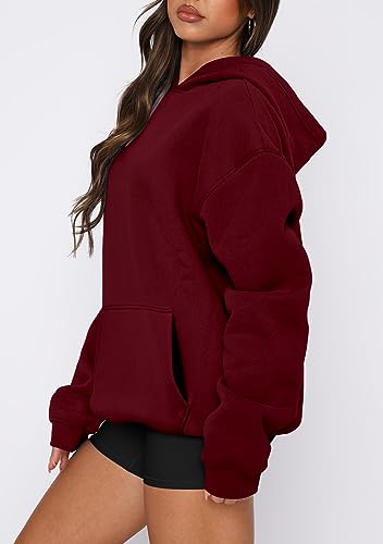 onlypuff Women Hoodies Casual Pullover Long Sleeve Sweatshirt Kangaroo Pocket Drop Shoulder Sweater