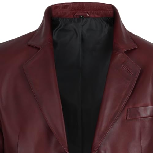 Image of fjackets Mens Leather Blazer Jacket - Real Lambskin Leather Sport Coat, 2-Button, Fully Lined, Business to Weekend