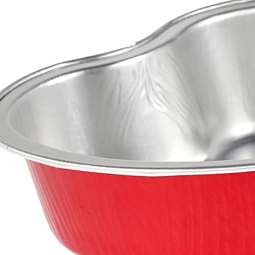 Aluminum Foil Cupcake Cup With Lids (40 Packs,3.4Oz) Heart Shaped Cake Pans - Disposable Mini Cupcake Cup Flan Baking Cups For Valentine Mother's Day Wedding Xmas Birthday #TOP3