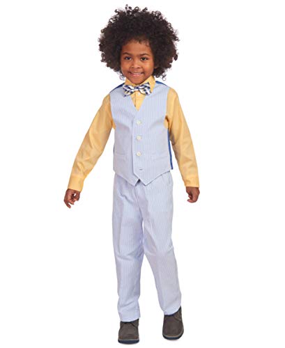 Image of IZOD Boys' 4-piece Formal Dress Up Suit Set, Vest, Pants, Collared Shirt, and Tie