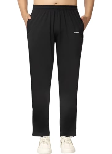 Image of Men's Track Pants with Side Zip Pockets - Regular Fit Sports Joggers for Gym, Running & Casual Wear - Mens Lower
