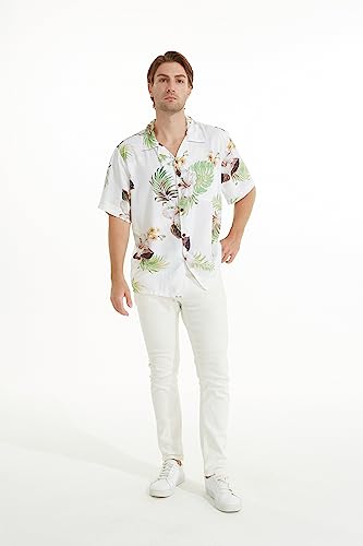 Image of Matchable Couple Hawaiian Shirt or Dress Signature Prints Pineapple | Sold Individually; Matchable Couple Collection; Soft Comfortable Fabric; Signature Tropical Prints; Vacation Ready