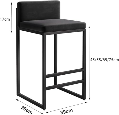 Tabourets de bar en velours blanc design chic avec dossier - 7