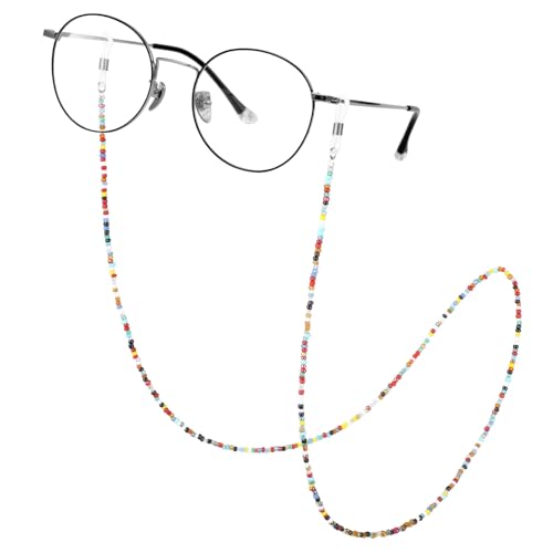 Lanière de lunettes en plastique colorée : lot de 2 chaînes vintage perlées