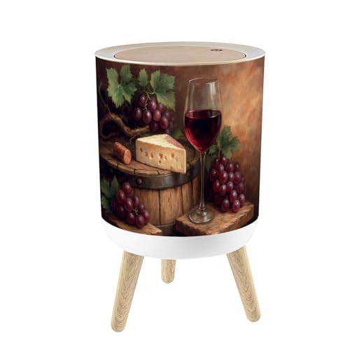 Caneca de basura con tapa y patas de madera 7 L