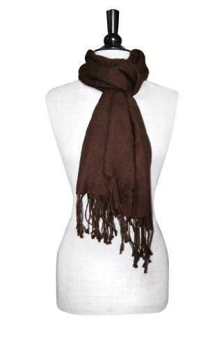100% Wool Pashmina Solid Scarf Chocolate Brown Color Womens Shawl Wrap2